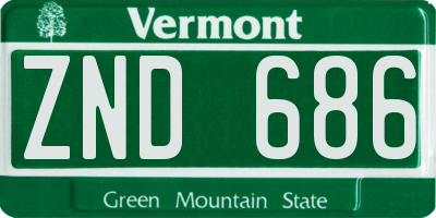 VT license plate ZND686