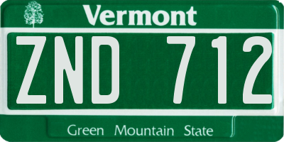 VT license plate ZND712