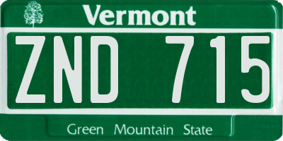 VT license plate ZND715