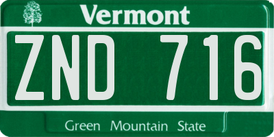 VT license plate ZND716