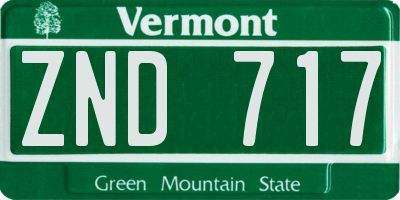 VT license plate ZND717