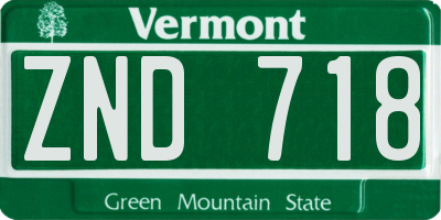 VT license plate ZND718