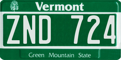 VT license plate ZND724