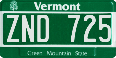 VT license plate ZND725