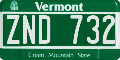 VT license plate ZND732
