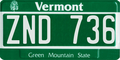 VT license plate ZND736