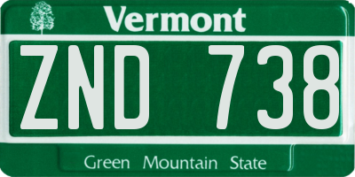 VT license plate ZND738
