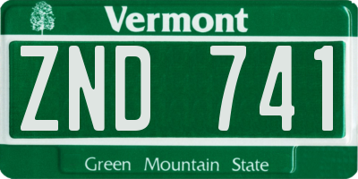 VT license plate ZND741