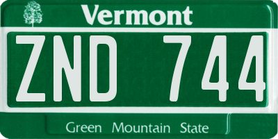 VT license plate ZND744