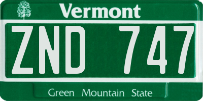 VT license plate ZND747