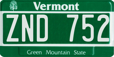 VT license plate ZND752