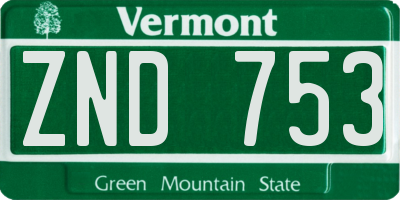 VT license plate ZND753