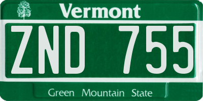 VT license plate ZND755