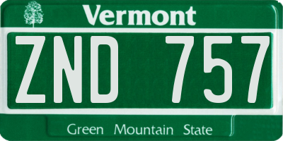 VT license plate ZND757