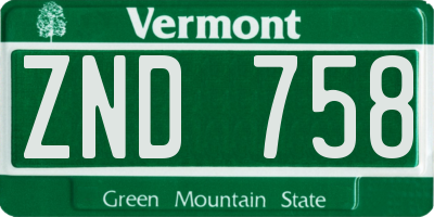 VT license plate ZND758