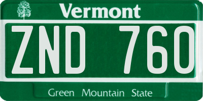 VT license plate ZND760