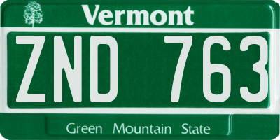 VT license plate ZND763