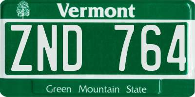 VT license plate ZND764