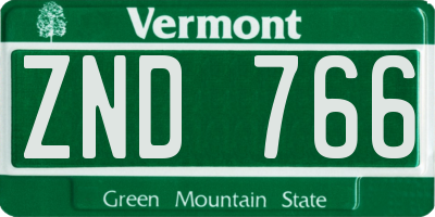 VT license plate ZND766