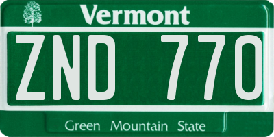 VT license plate ZND770