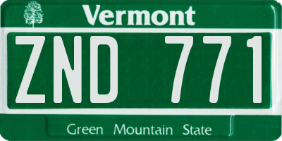 VT license plate ZND771
