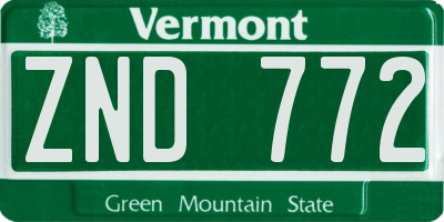 VT license plate ZND772