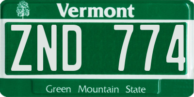 VT license plate ZND774
