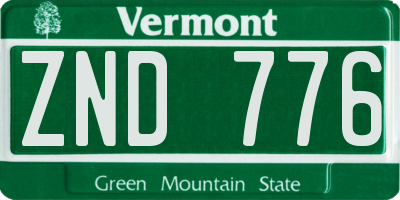 VT license plate ZND776