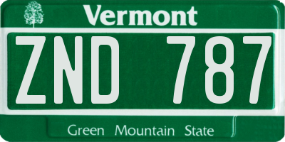 VT license plate ZND787