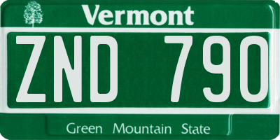 VT license plate ZND790