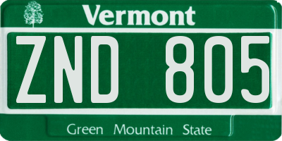 VT license plate ZND805