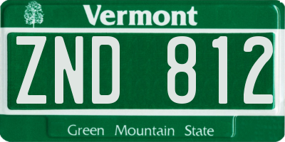 VT license plate ZND812