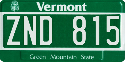 VT license plate ZND815
