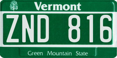 VT license plate ZND816