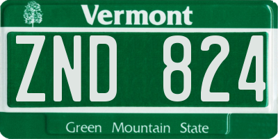 VT license plate ZND824