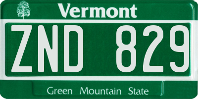 VT license plate ZND829