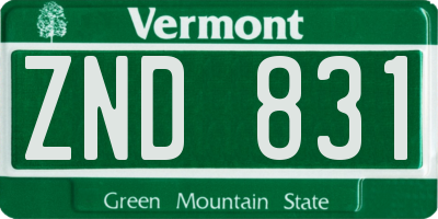VT license plate ZND831