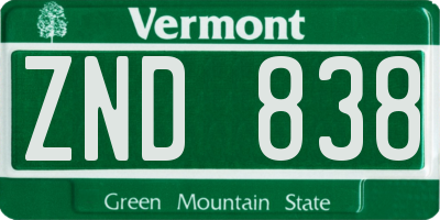 VT license plate ZND838