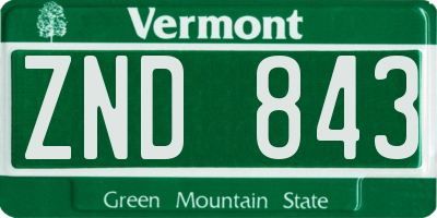 VT license plate ZND843