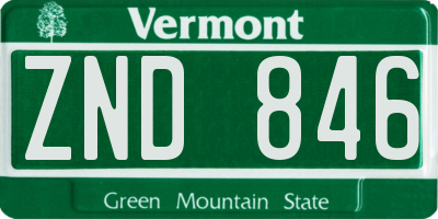 VT license plate ZND846