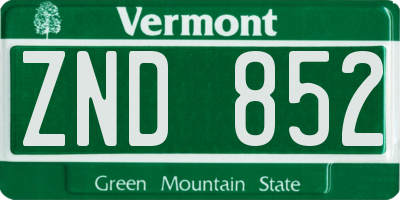 VT license plate ZND852
