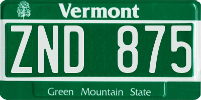 VT license plate ZND875