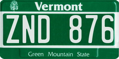 VT license plate ZND876