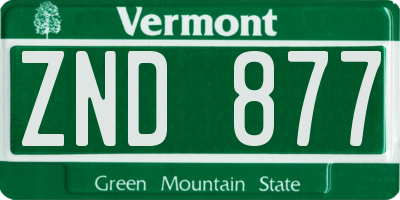 VT license plate ZND877