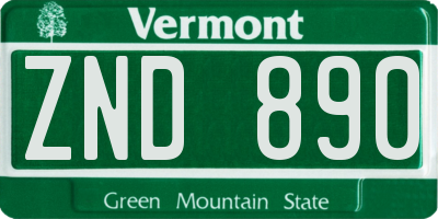 VT license plate ZND890