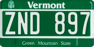 VT license plate ZND897