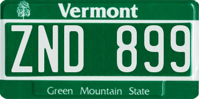 VT license plate ZND899