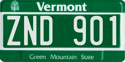 VT license plate ZND901