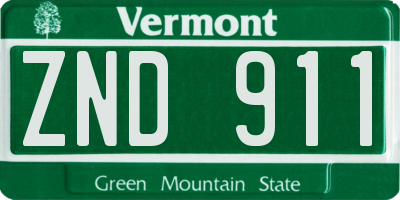 VT license plate ZND911