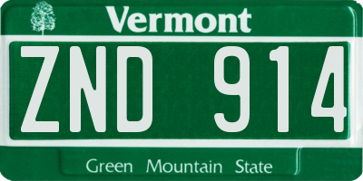 VT license plate ZND914